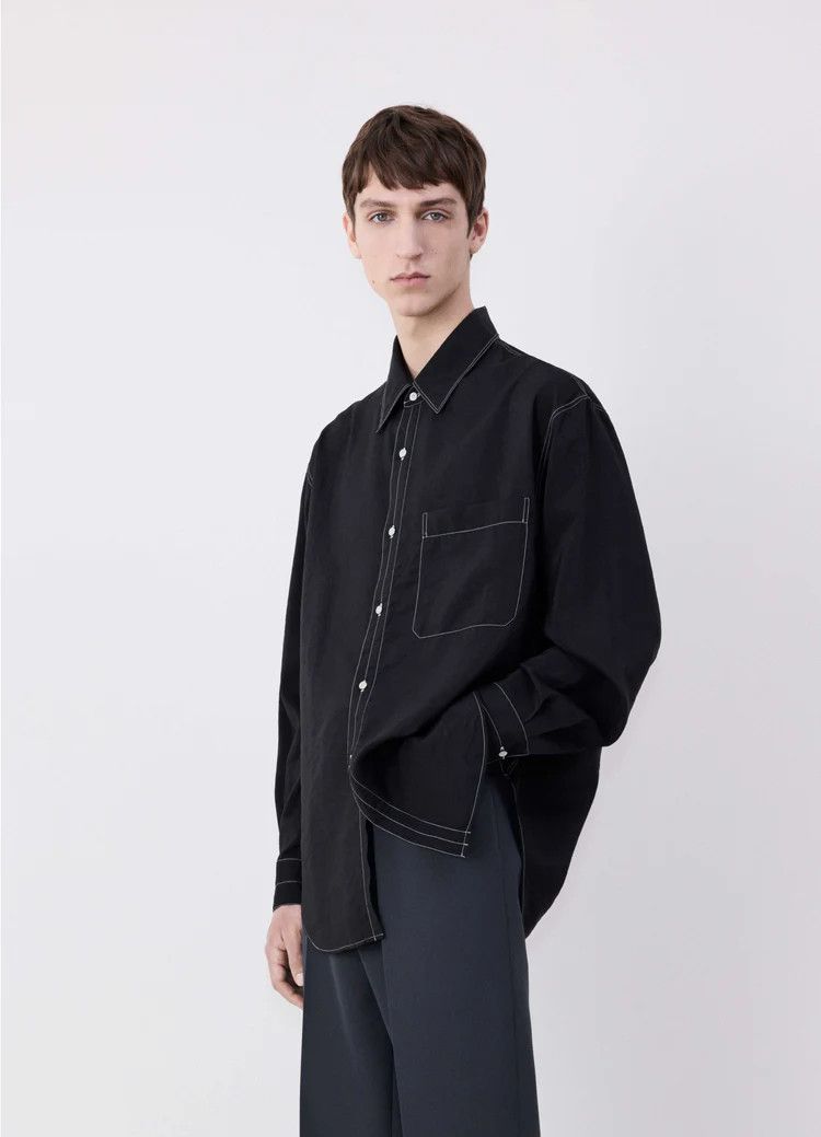 Lemaire o1h1sh11224 Contrast Stitch Easy Shirt in Black Size US M / EU 48-50 / 2 - 4 Thumbnail