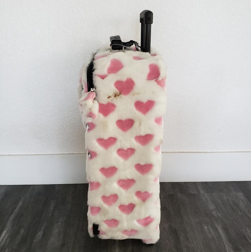 Designer White Pink Faith Knight Faux Fur M Luggage Size ONE SIZE - 6 Thumbnail