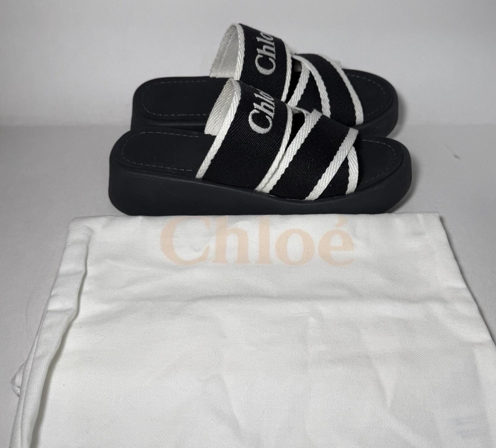 chloma Chloé Flatform Sandal Shoes Open-Toe Cross Straps Black Size US 5.5 / IT 35.5 - 1 Thumbnail