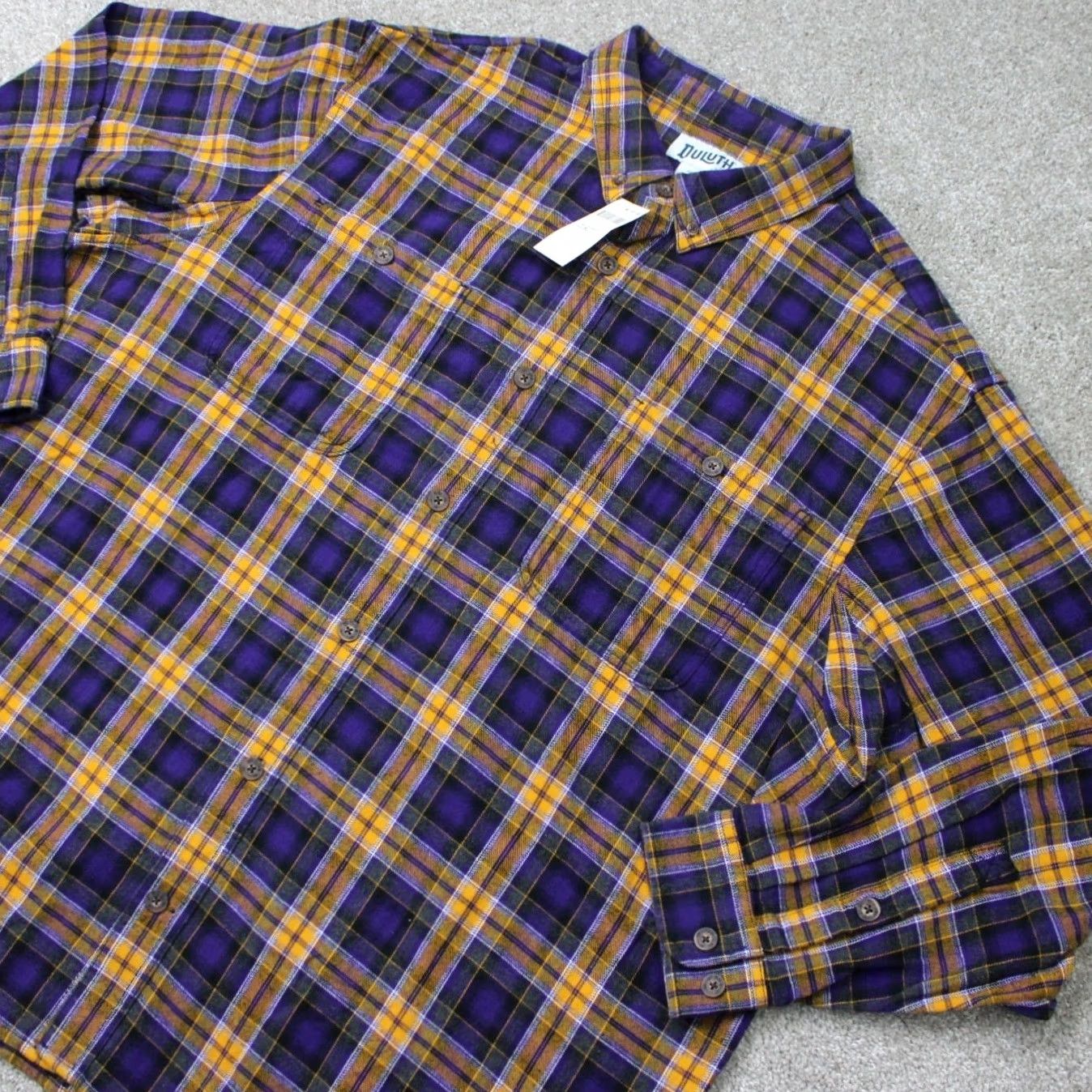Vintage Duluth Shirt Mens 2XL XXL Purple/Yellow Plaid NWT Button-Up L/S Flannel, Cotton, Blue, Casual, Workwear, All Seasons, 100% Size US XXL / EU 58 / 5 - 3 Thumbnail