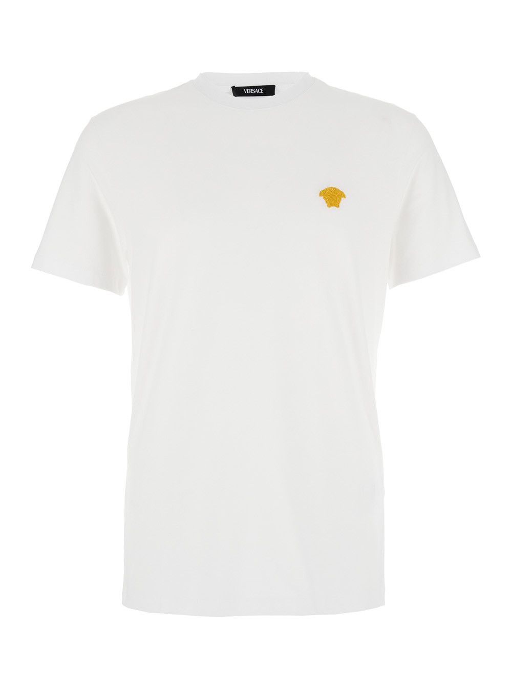 Versace White Crewneck T-Shirt with Medusa Embroidery on the Front in Cotton Man Size US S / EU 44-46 / 1 - 1 Thumbnail