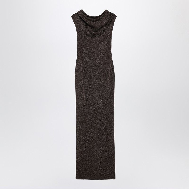 Max Mara Max Mara Pianoforte Brown Dress In Viscose And Lurex Yarn Size ONE SIZE - 1 Thumbnail