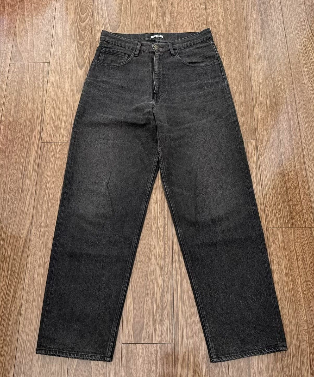 AURALEE SELVEDGE FADED HEAVY DENIM WIDE PANTS J6