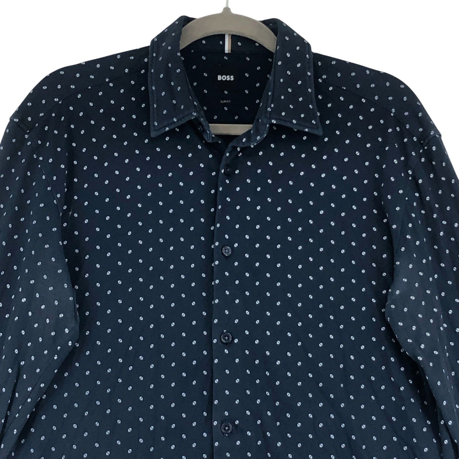 Hugo Boss BOSS Shirt L Roan Slim Fit Navy Geo Print Long Sleeve Size US L / EU 52-54 / 3 - 2 Thumbnail