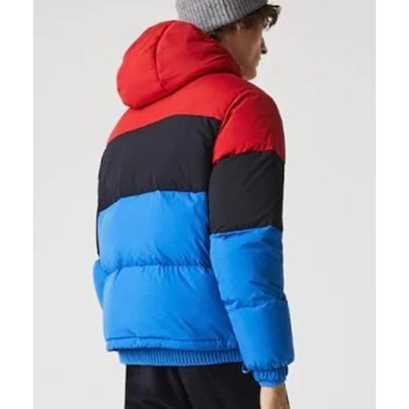 Lacoste Lacoste mens Solid Taffeta Puffer Hooded Jacket Blue/Red XL Size US XL / EU 56 / 4 - 3 Thumbnail