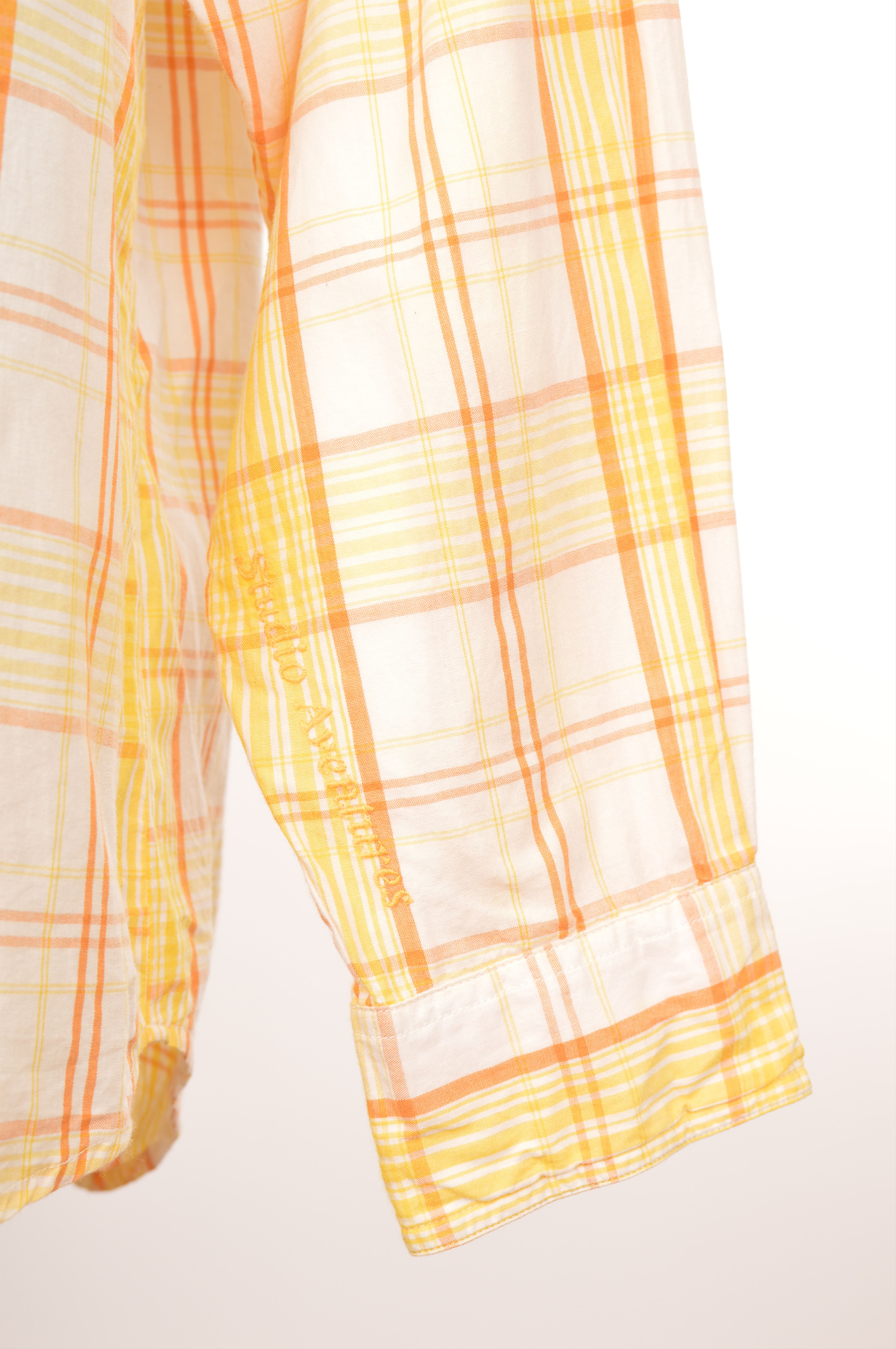 Vintage Gaston Lagaffe Vintage 1997 Yellow Check Humor Button Shirt Size US M / EU 48-50 / 2 - 3 Thumbnail