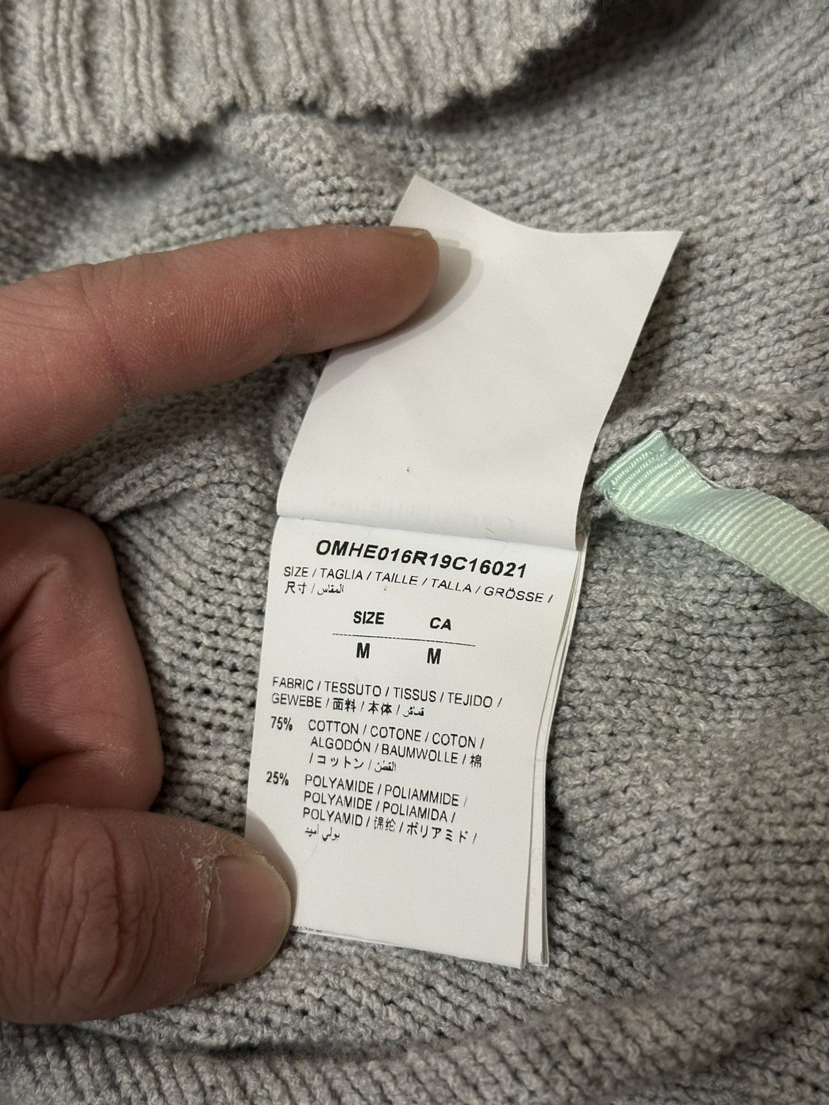 Off-White Off-White Distressed Logo Intarsia Wool Sweater Grey Size M Size US M / EU 48-50 / 2 - 8 Thumbnail
