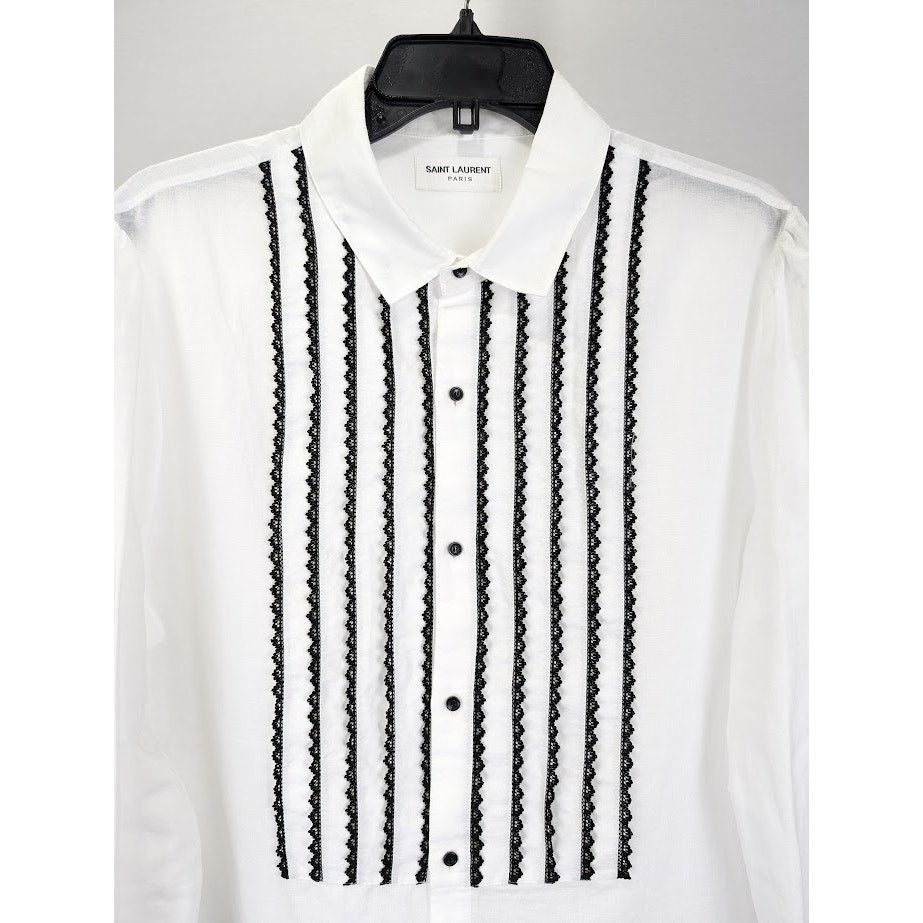 Saint Laurent Paris o1rshd1 Button Shirt in White Size US M / EU 48-50 / 2 - 4 Thumbnail
