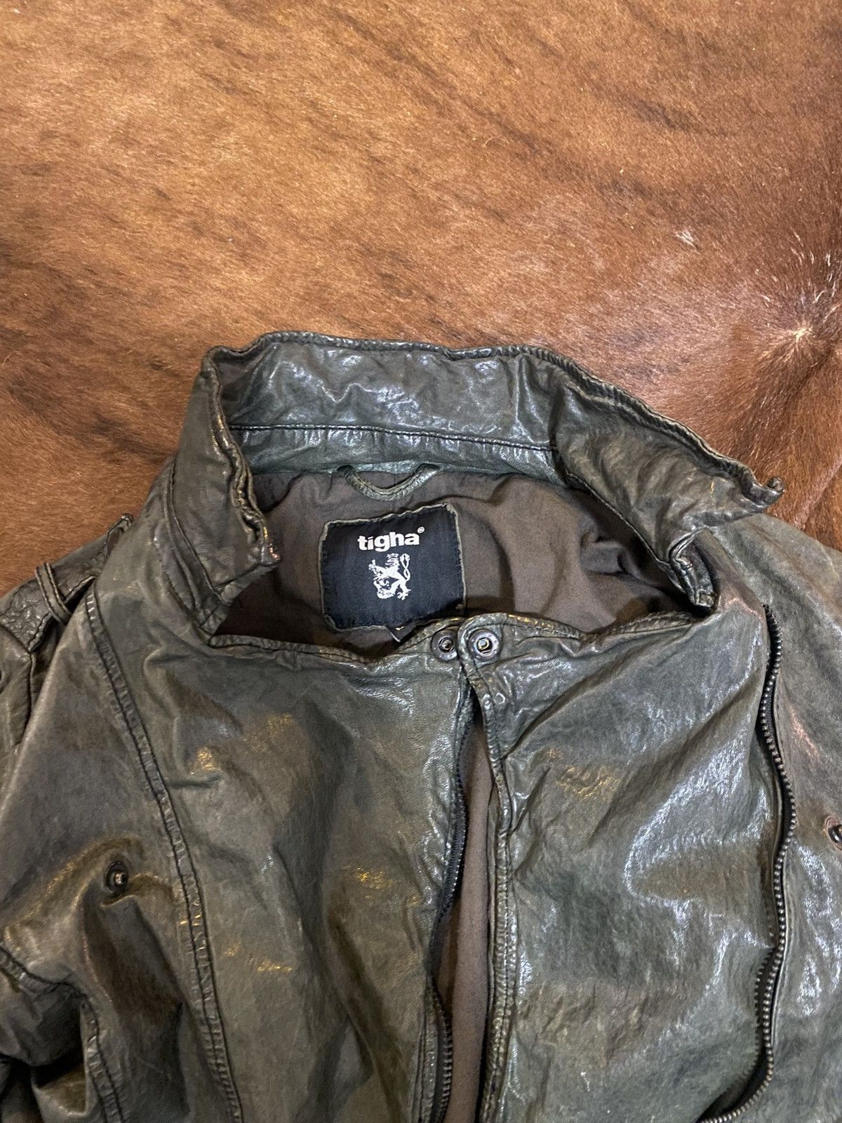 Other Leather Jacket black/greenish Size S / US 4 / IT 40 - 3 Thumbnail
