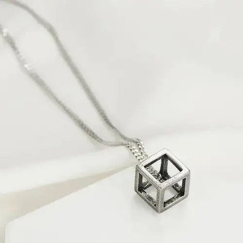 Japanese Brand Hollow Cube Pendant Necklaces 🔥🔥🔥 Size ONE SIZE - 3 Thumbnail