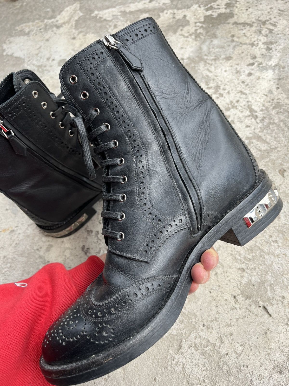 Prada MIU MIU Leather Studded Heels Combat Boots Y2K Shoes Size US 8 / IT 38 - 12 Thumbnail