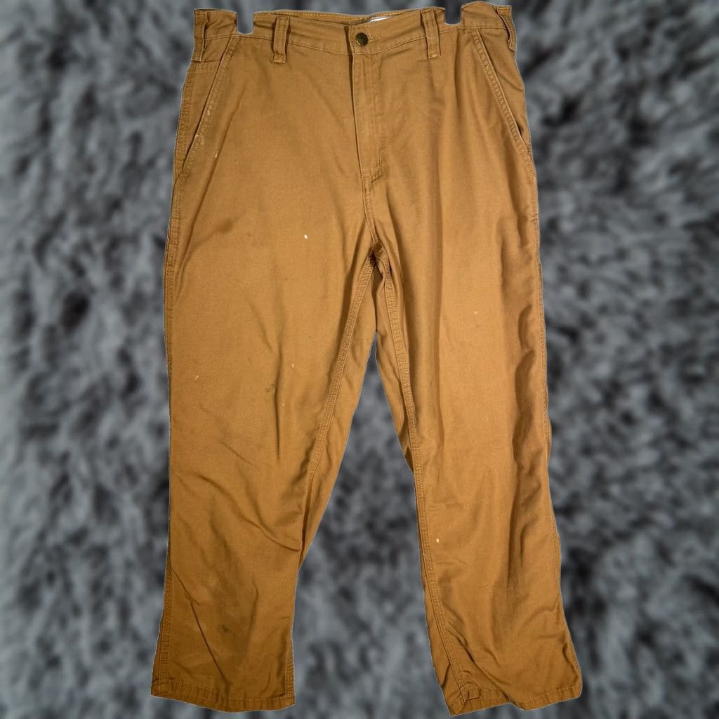 Carhartt Carhartt Pants Mens 34x30 Brown Dungaree Fit Workwear Canvas Utility Cargo Pocket Logo Carhartt 383-51 Mens Pants Size US 34 / EU 50 - 1 Thumbnail
