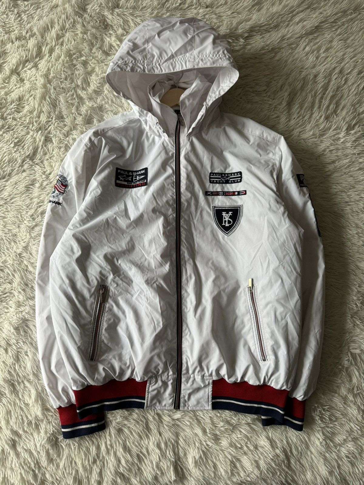 Pre-owned Paul & Shark Yachting Sailing Racing Retro Zip Jacket In White