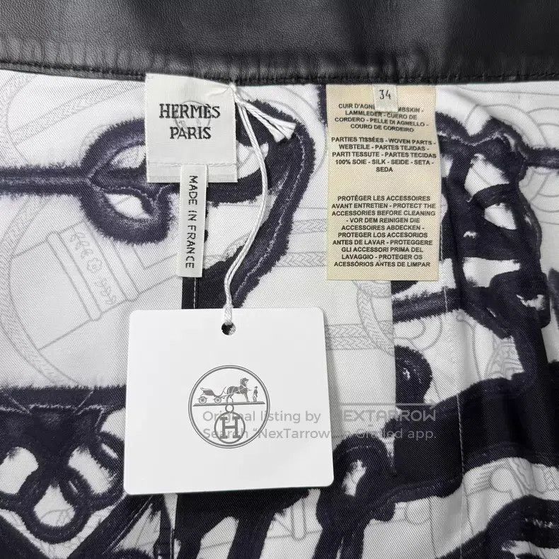 Hermes Hermes Black and White Sheepskin Silk Jacquard Skirt Size 42" / US 20 - 5 Thumbnail