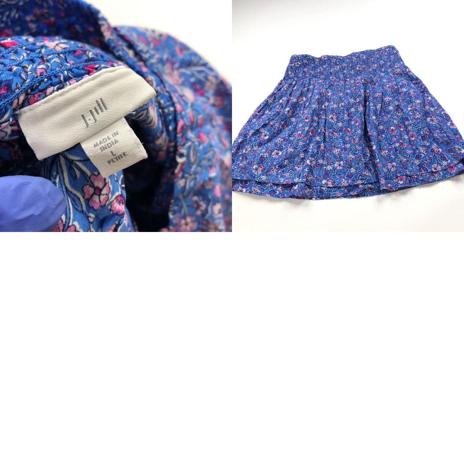 J. Jill J.Jill Skirt (PL) Pull On Elastic Mini Floral All Over Print Blue - Cotton, 100% - Short, Women's, Petite, Casual/Travel, Machine Washable Size 36" / US 14 / IT 50 - 8 Thumbnail