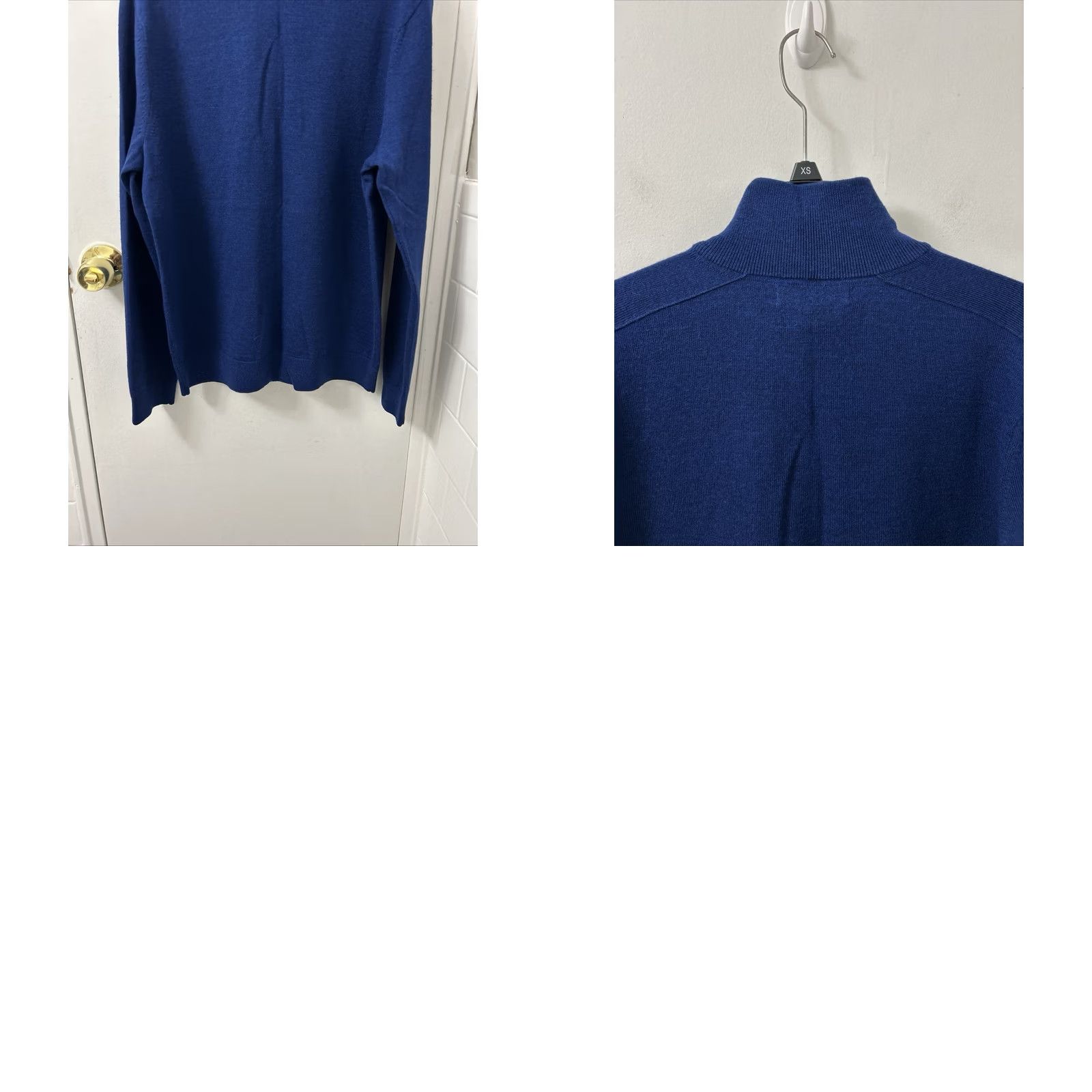 Banana Republic VINTAGE Banana Republic Sweater Mens M Blue 1/4 Zip Pullover L/S Mock Neck Wool Knit Pockets Men Size US M / EU 48-50 / 2 - 9 Thumbnail