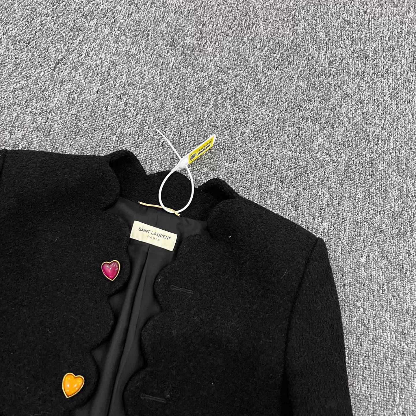 Saint Laurent Paris SLP short black jacket colorful heart button 36 Size XS / US 0-2 / IT 36-38 - 3 Thumbnail