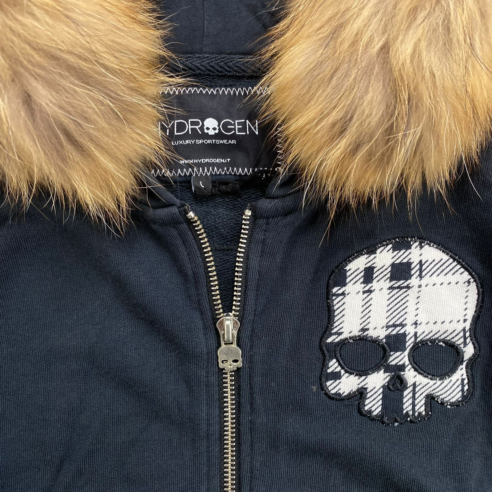 Japanese Brand 2000s Hydrogen Skulls Ifsix Cross Lgb Style Zip Fur Hoodie Size US L / EU 52-54 / 3 - 6 Thumbnail