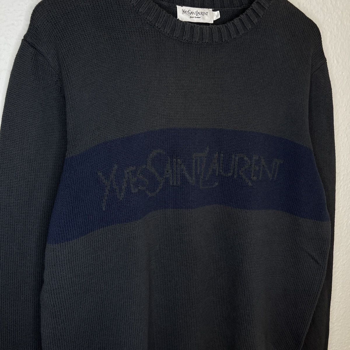 Yves Saint Laurent Yves Saint Laurent Knitwear Sweater Big Logo Spellout YSL Size US L / EU 52-54 / 3 - 4 Thumbnail