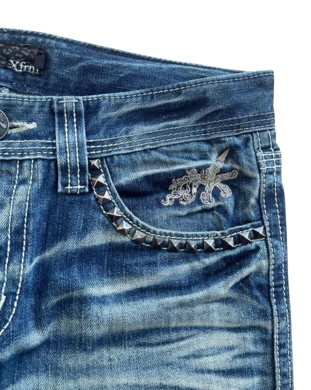 Tornado Mart 2000s japanese XFRM whisker skull flare denim Size US 31 - 6 Thumbnail