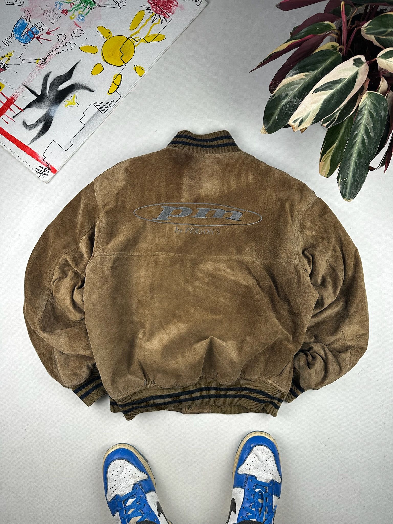 PERSON'S Vintage Person's suede leather Varsity Jacket Size US L / EU 52-54 / 3 - 18 Thumbnail