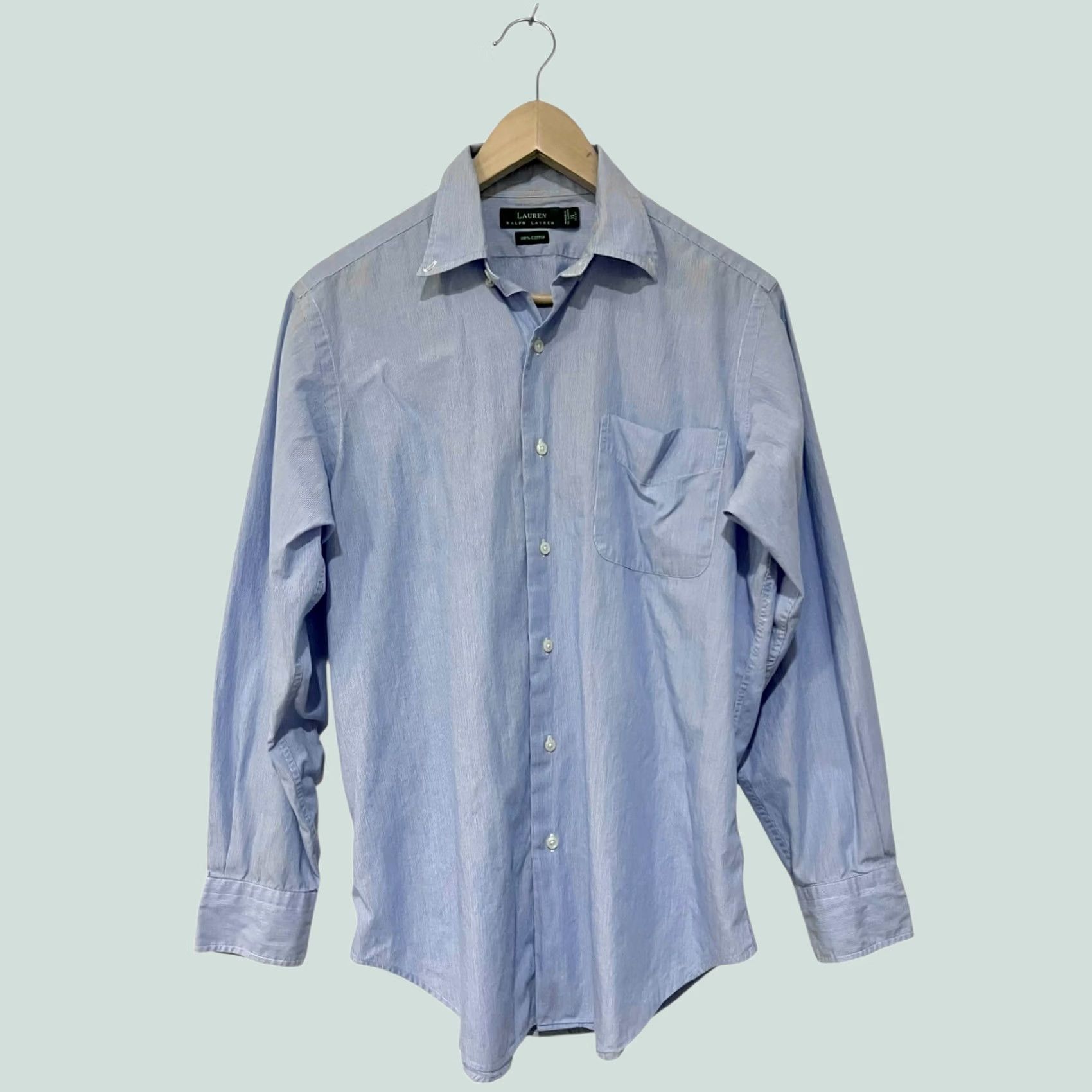 Ralph Lauren Lauren Ralph Lauren Mens Shirt Button Down Blue 100% Cotton Long Sleeve 15 32/33 Dress Shirt Men's Blue Striped Shirt Size US M / EU 48-50 / 2 - 1 Thumbnail
