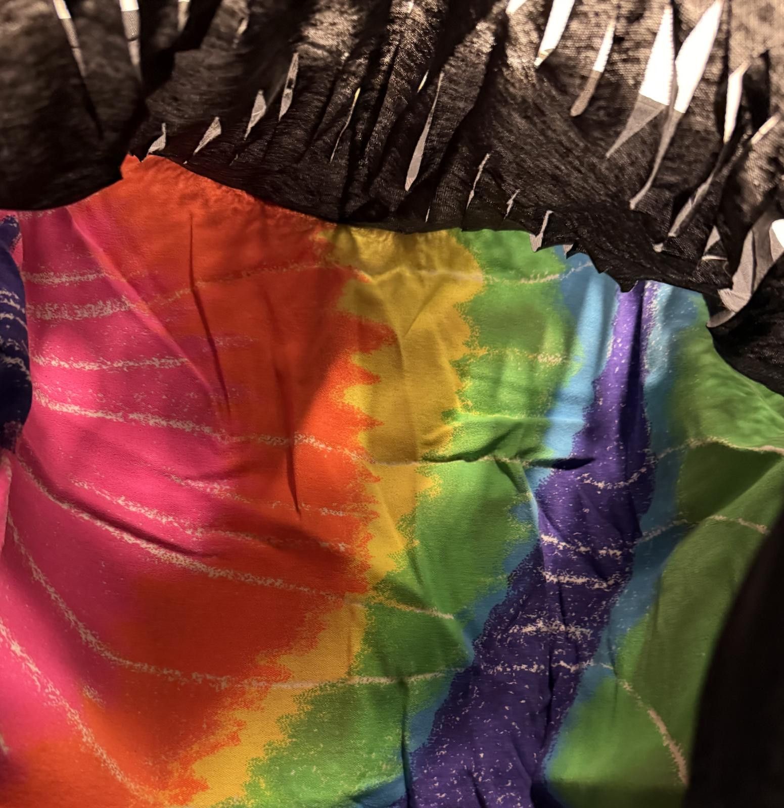 Designer Roaman’s 3X Rainbow Slashed Black Tee – USA Made Tie-Dye Size 3XL / US 20-22 - 7 Thumbnail