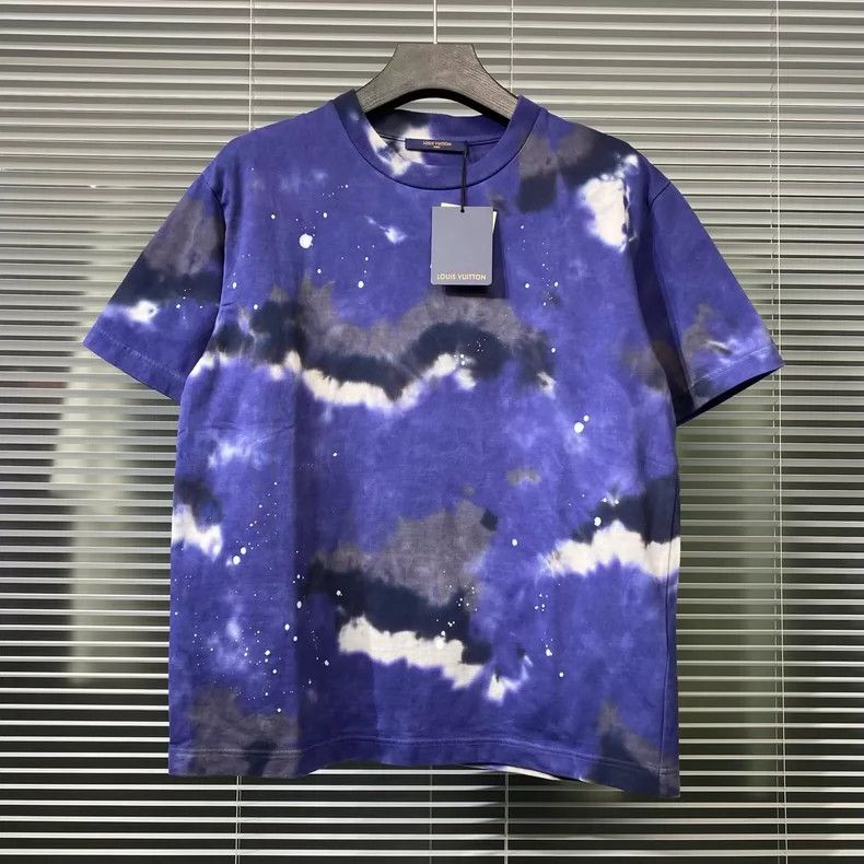 Louis Vuitton LOUIS VUITTON Blue tie-dye splash-ink short sleeves 2504-Ne Size US M / EU 48-50 / 2 - 1 Thumbnail