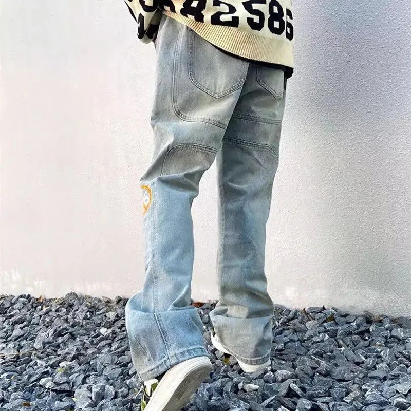 Japanese Brand Streetwear Letter Embroidery Vintage Blue Baggy Jeans Size US 32 / EU 48 - 2 Thumbnail