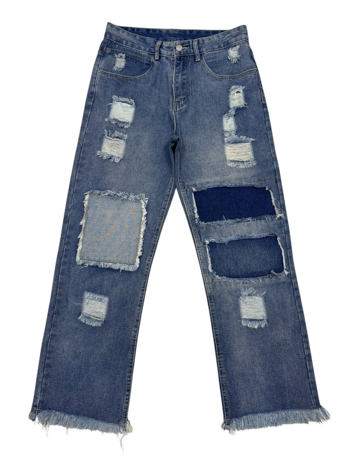 Kapital SHEIN Kapital Patchwork Tapered Leg Distressed Denim Size 30" / US 8 / IT 44 - 7 Thumbnail