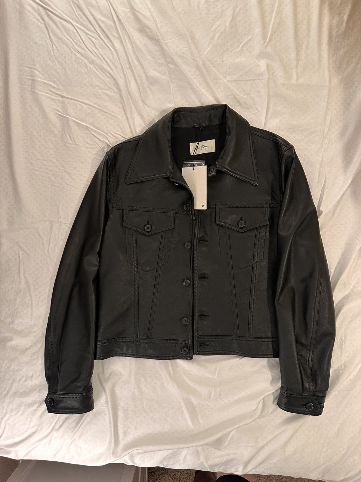 Second/Layer $1725 Leather Trucker Jacket - Made In Italy - 48 