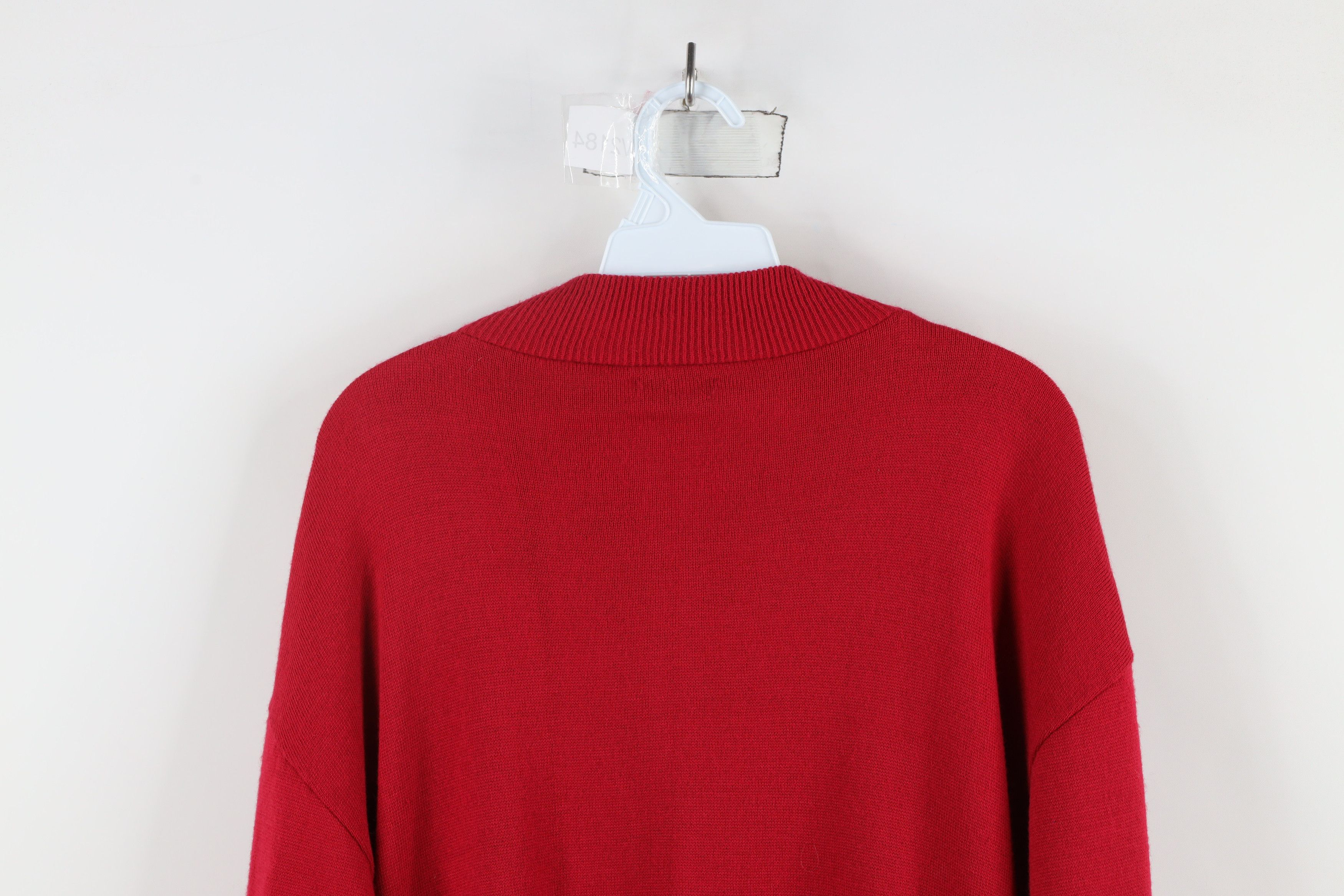Vintage Vintage 90s Streetwear Knit Pullover Henley Sweater Red Size US XL / EU 56 / 4 - 12 Thumbnail