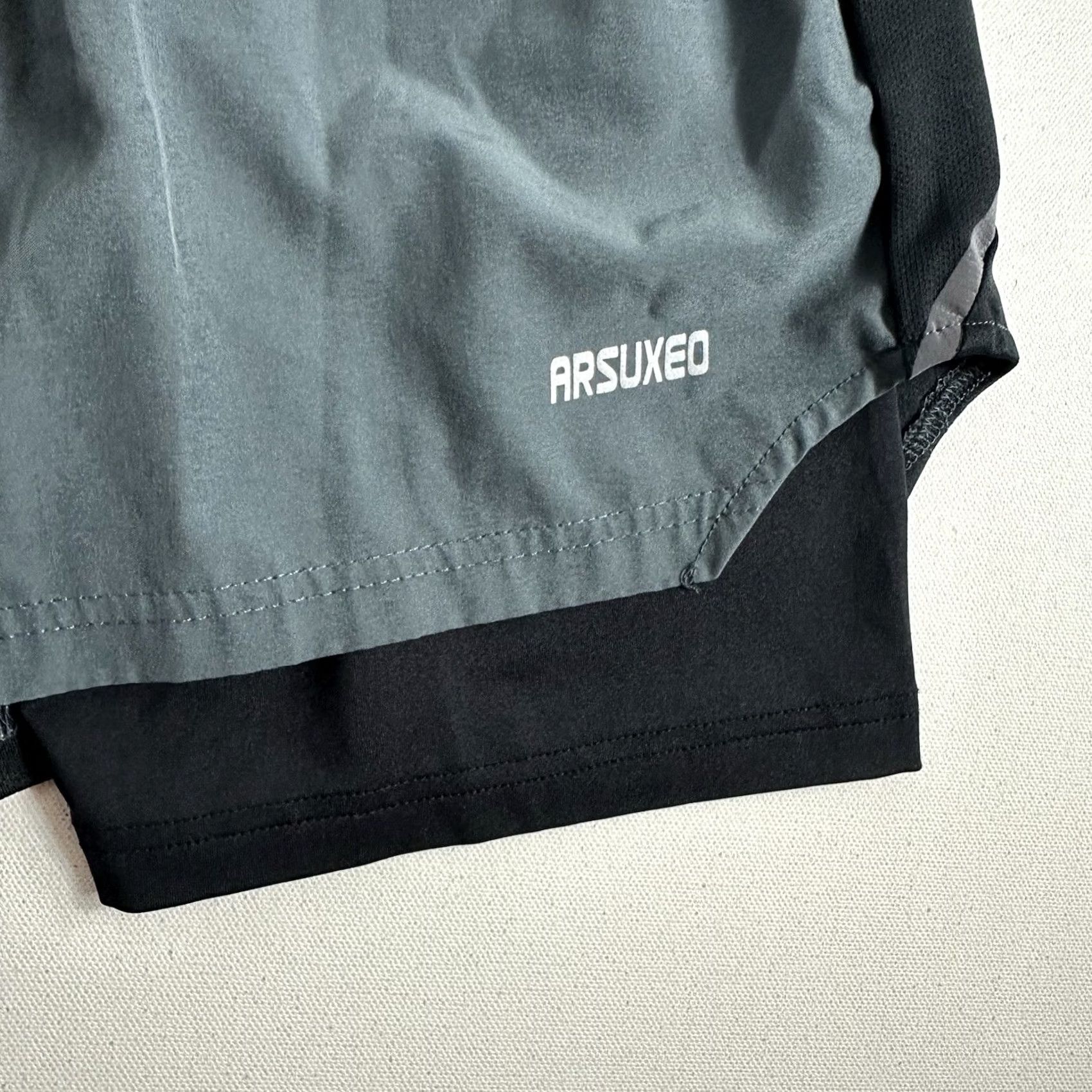 Vintage Arsuxeo Lined Cycling Training Shorts Mens Large Gray Activewear Gym Size US 33 - 6 Thumbnail