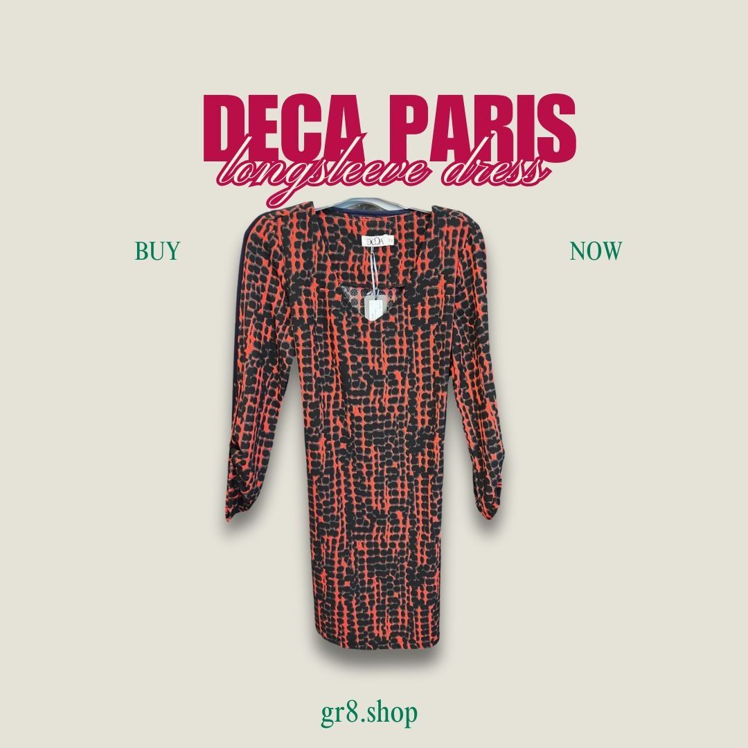 Other Deca Paris XS Longsleeve Red & Black Printed Dress Wrap Styl Size XS / US 0-2 / IT 36-38 - 1 Thumbnail