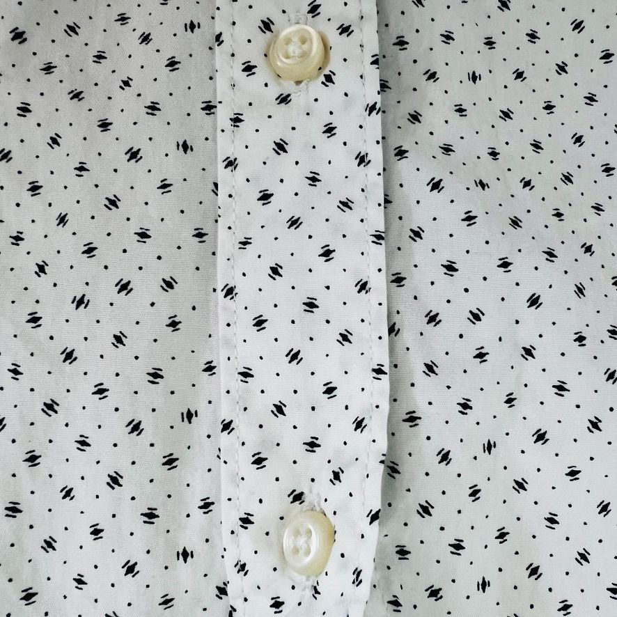 J.Crew JCrew Mens XL White Micro Print Short Sleeve Button Up Cotto Size US XL / EU 56 / 4 - 4 Thumbnail