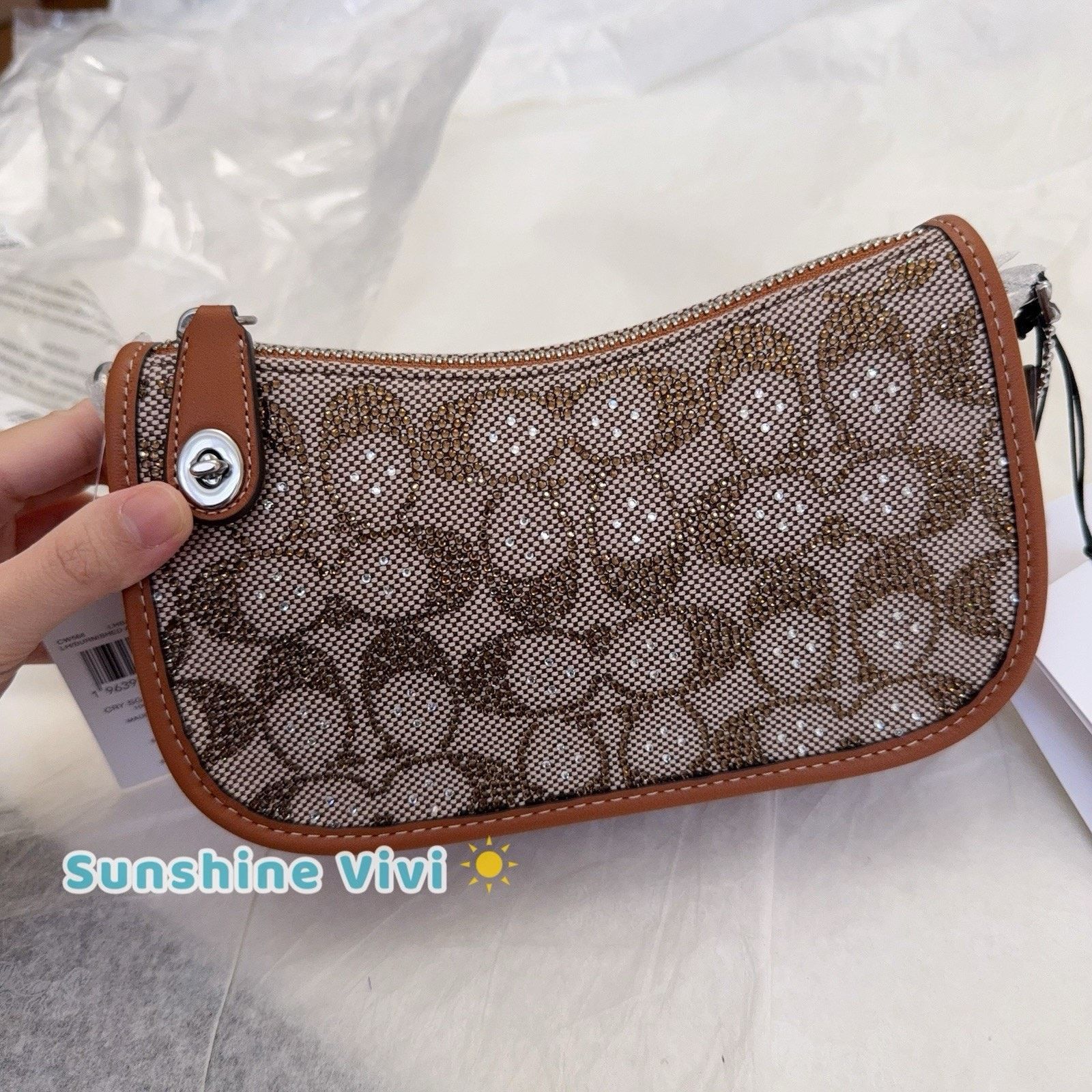 Coach NWT Coach Swinger 20 Bag Chain Crystal CW568 BURNISHED Amber Size ONE SIZE - 1 Thumbnail