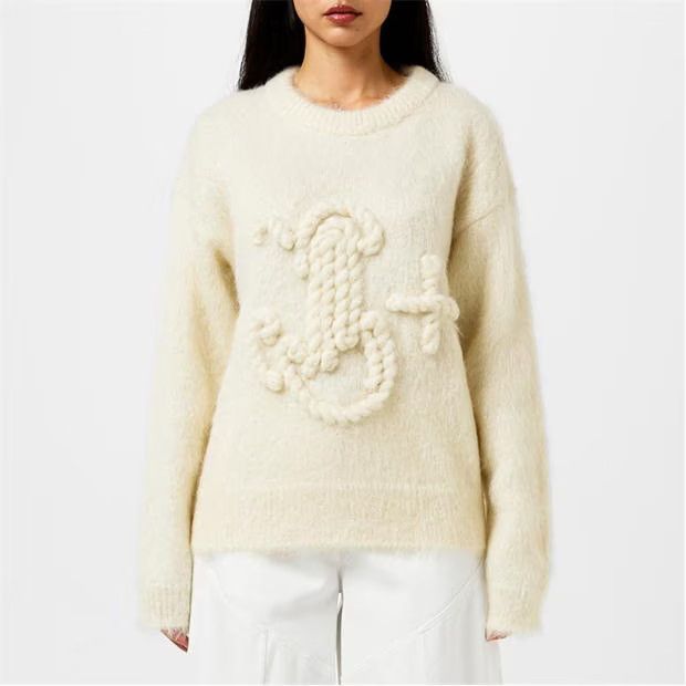 Jil Sander o1g2r1mq1024 Logo Sweater in Cream Size XXS / US 00 / IT 34 - 4 Thumbnail