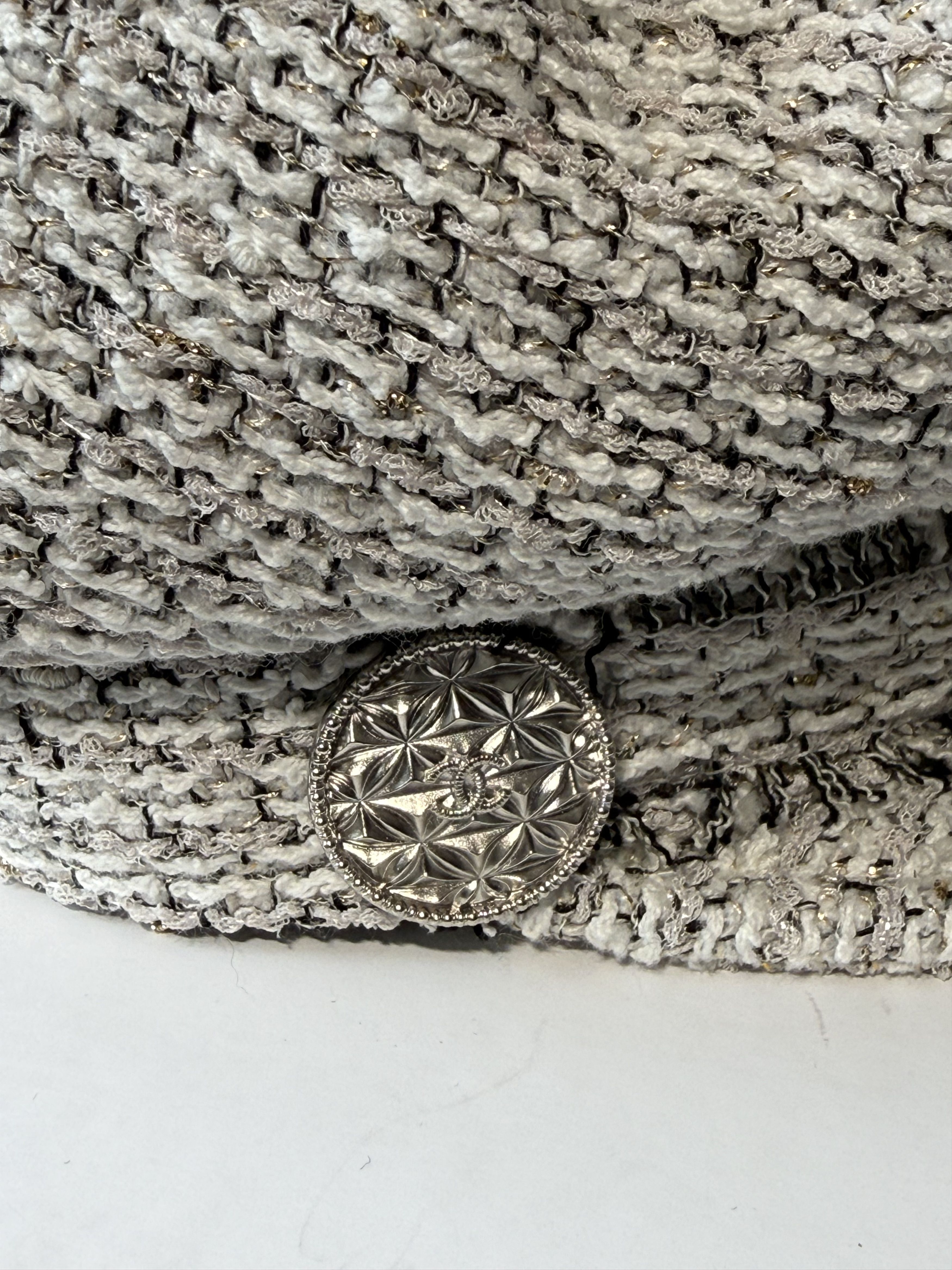 Chanel Chanel White Black Gold Tweed Newsboy Cap Size ONE SIZE - 5 Thumbnail