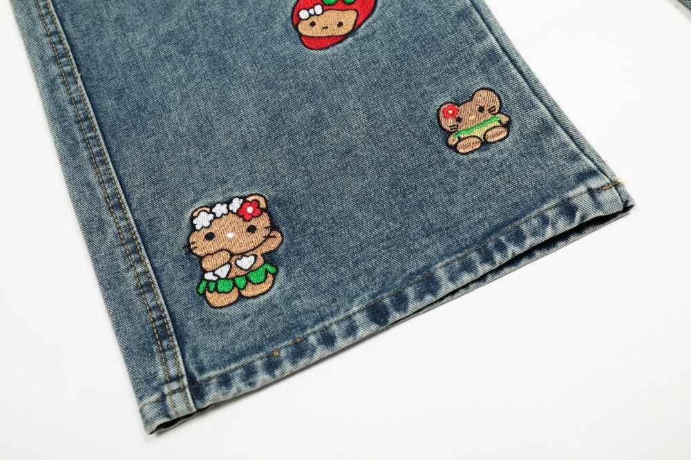 Jean Men's cartoon embroidered washed straight jeans Size US 32 / EU 48 - 5 Thumbnail