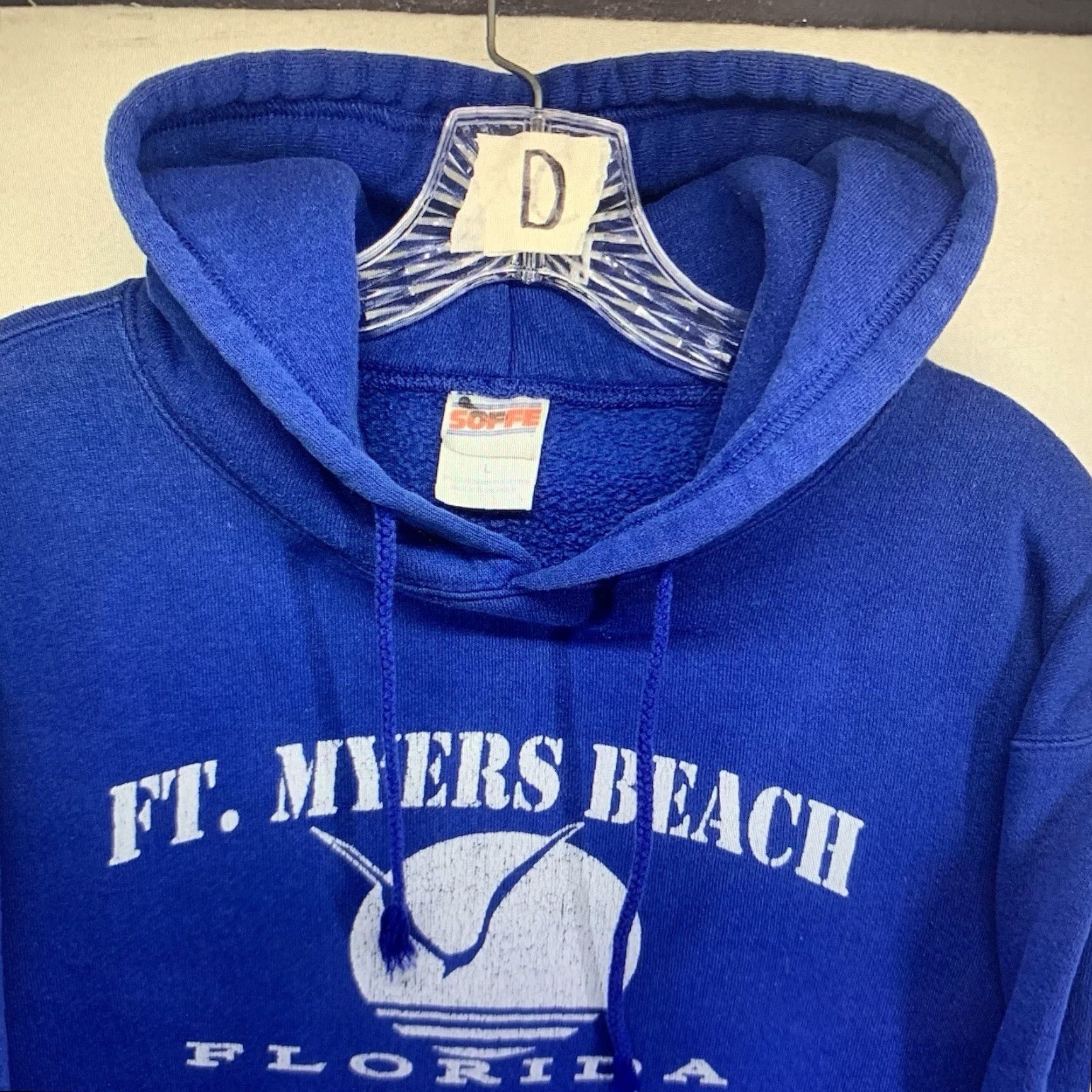 Soffe VINTAGE Soffe Hoodie Unisex Adults L Navy Blue Fort Myers Beach Florida 90s Graphic Print Hooded Pullover Casual Walking Size US L / EU 52-54 / 3 - 5 Thumbnail
