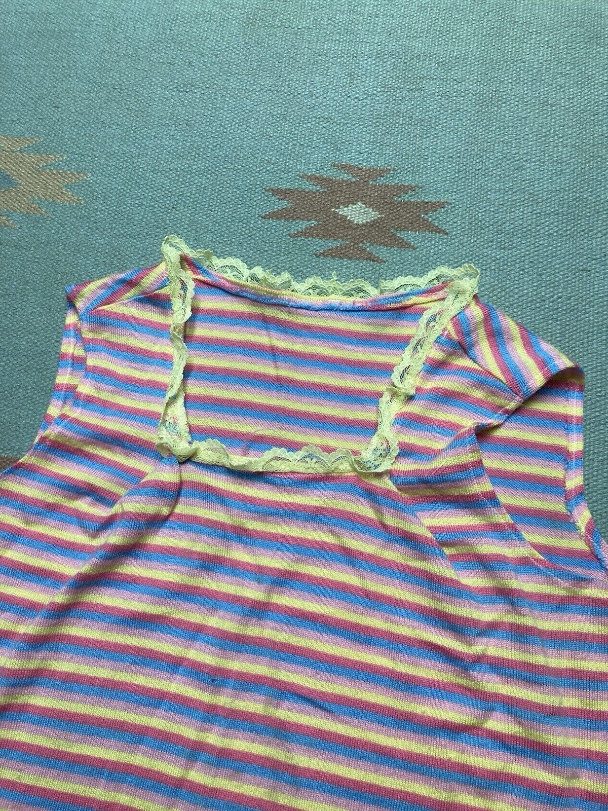 Vintage striped tank top women’s vest lace wool sleeveless cute XL Size XL / US 12-14 / IT 48-50 - 4 Thumbnail