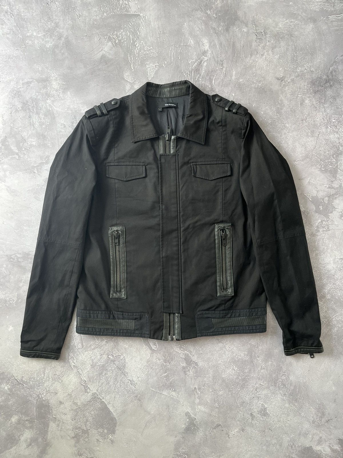 The Kooples Jacket Black with Leather Trim size L