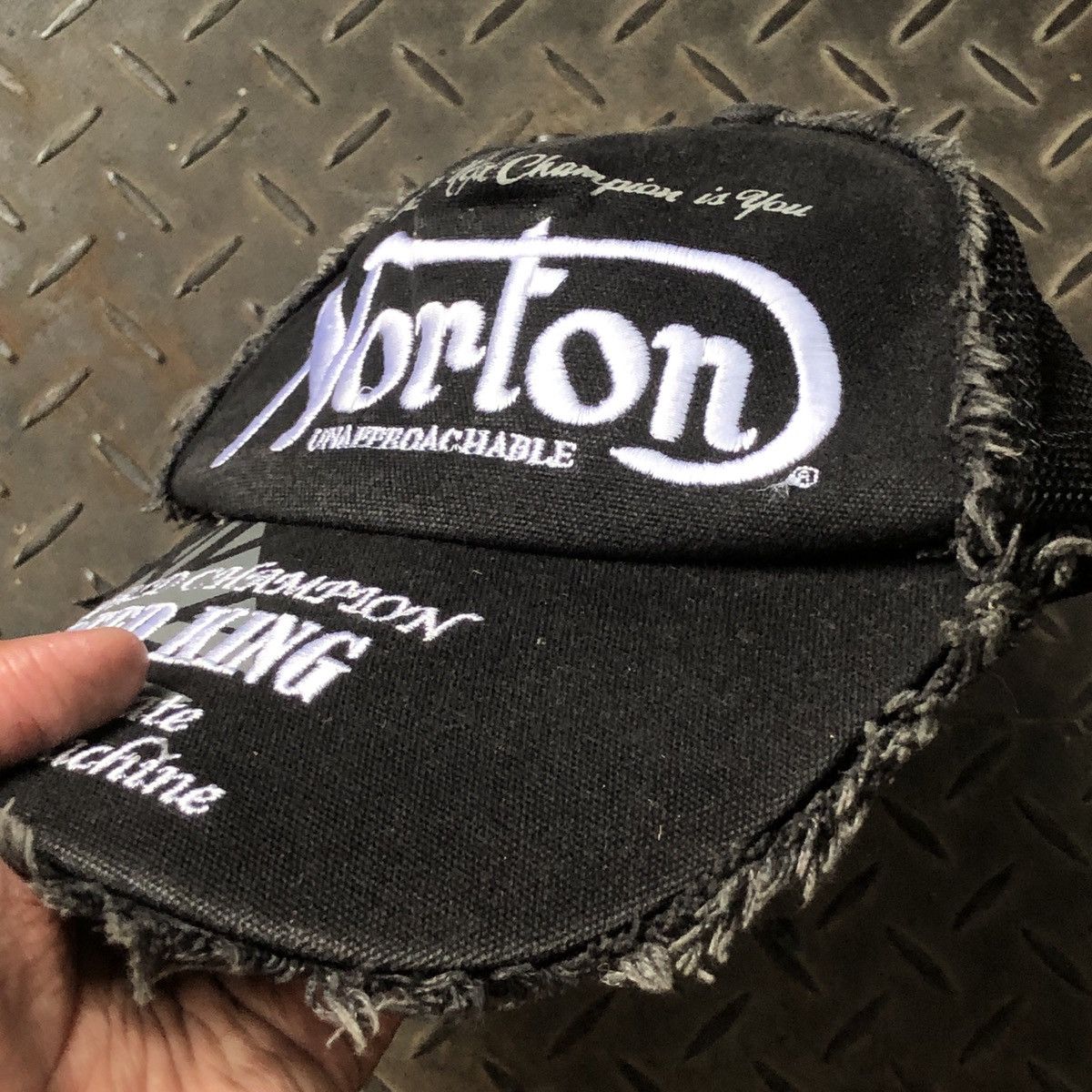 Norton Vintage Norton Motorcycle Fur Distressed Trucker Hat Size ONE SIZE - 3 Thumbnail