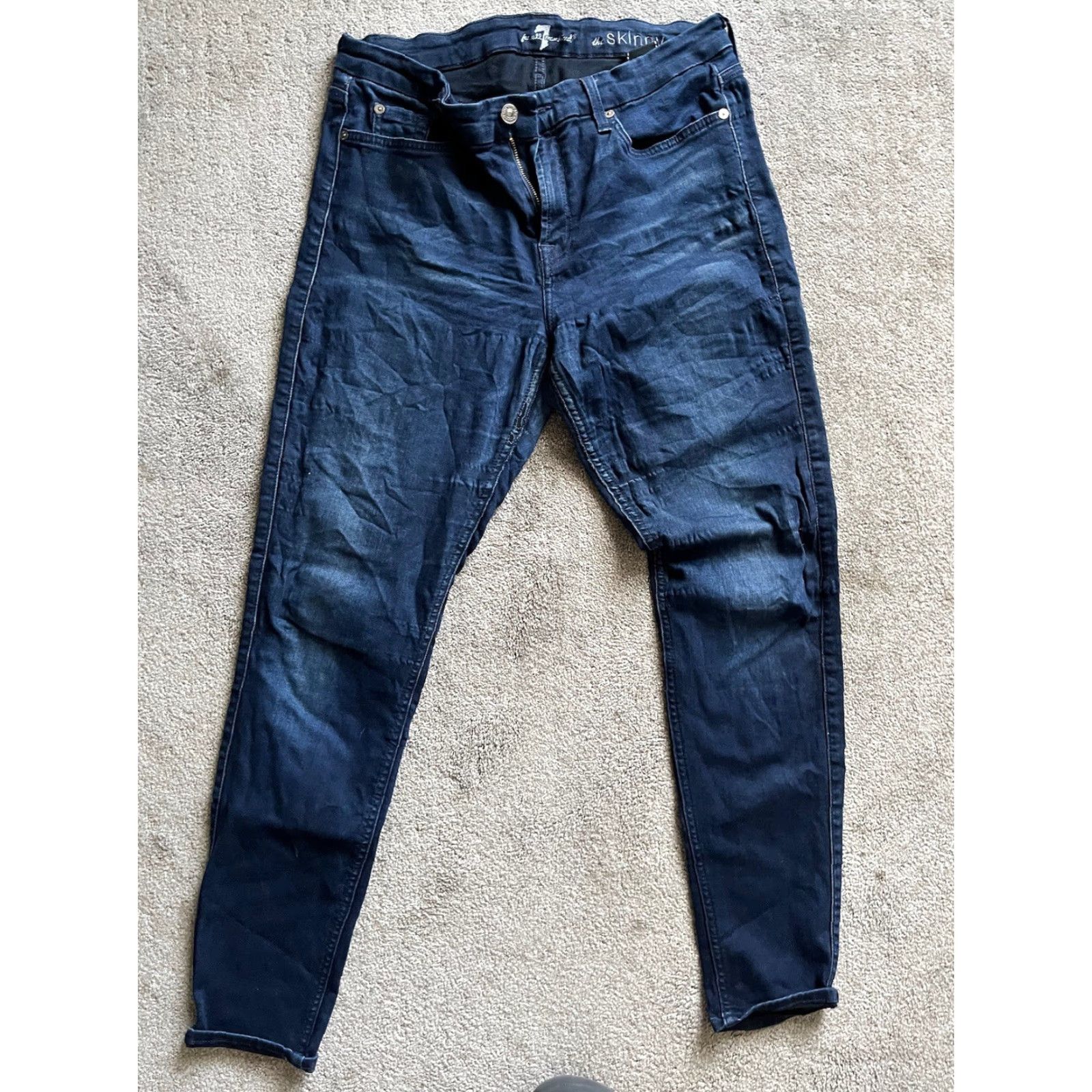 7 For All Mankind VINTAGE 7 For All Mankind Women's Skinny Jeans Ankle Fit Medium Wash Blue Denim Size 31 Size 24" / US 00 / IT 34 - 3 Thumbnail