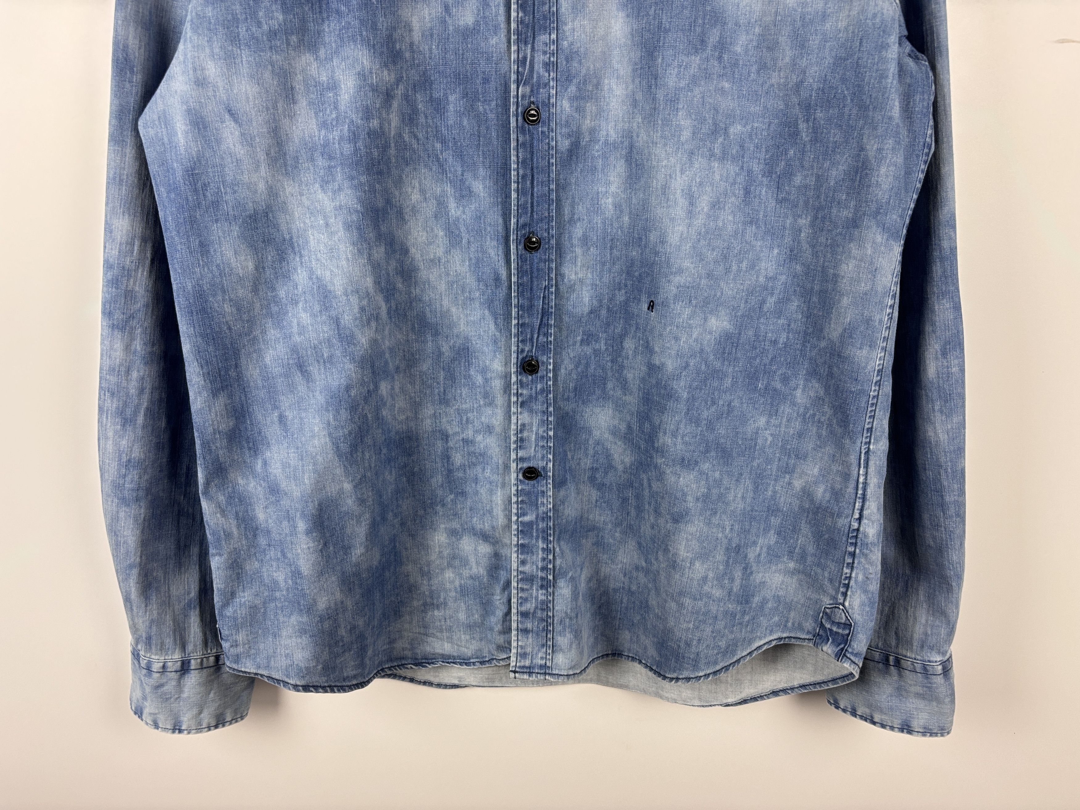 Replay Mens Replay Acid Wash Denim Button Up Shirt Blue Size XL Size US XL / EU 56 / 4 - 3 Thumbnail