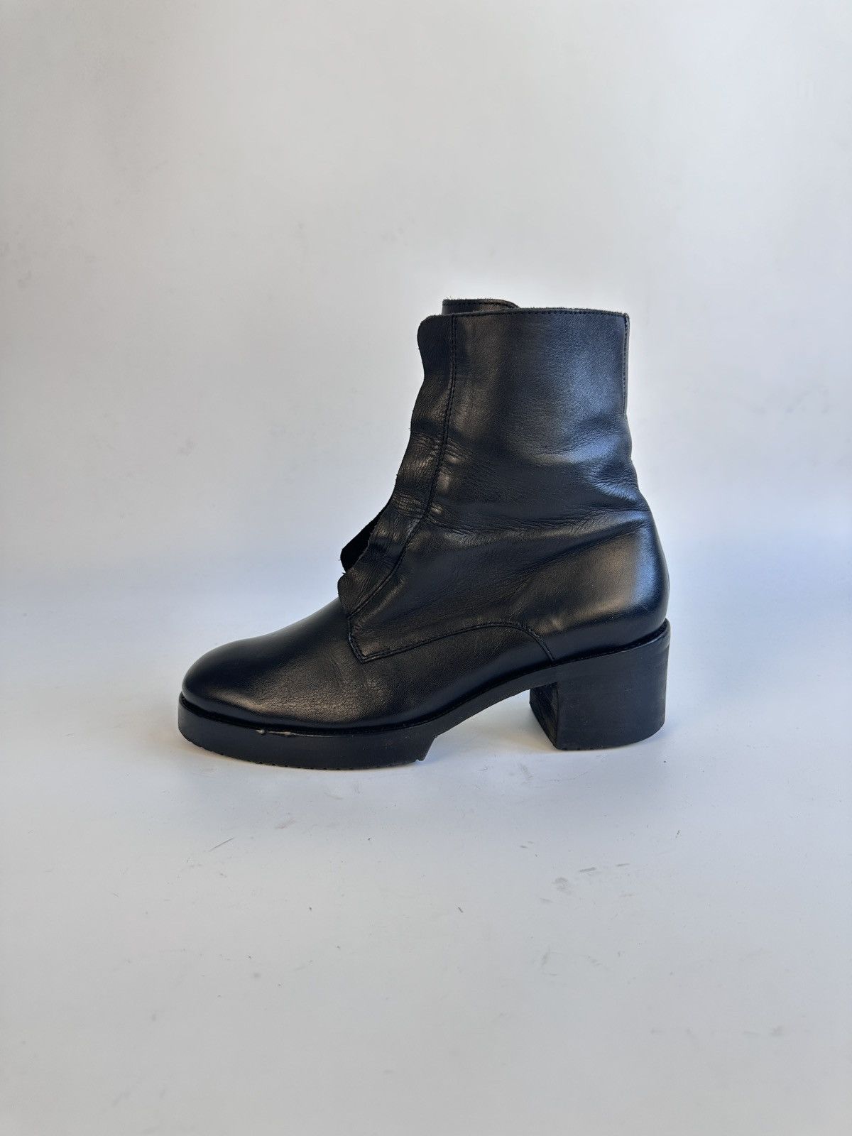 Cos COS Black Leather Lace Up Ankle Boots Size EU 39 Portugal Size US 8.5 / IT 38.5 - 12 Thumbnail
