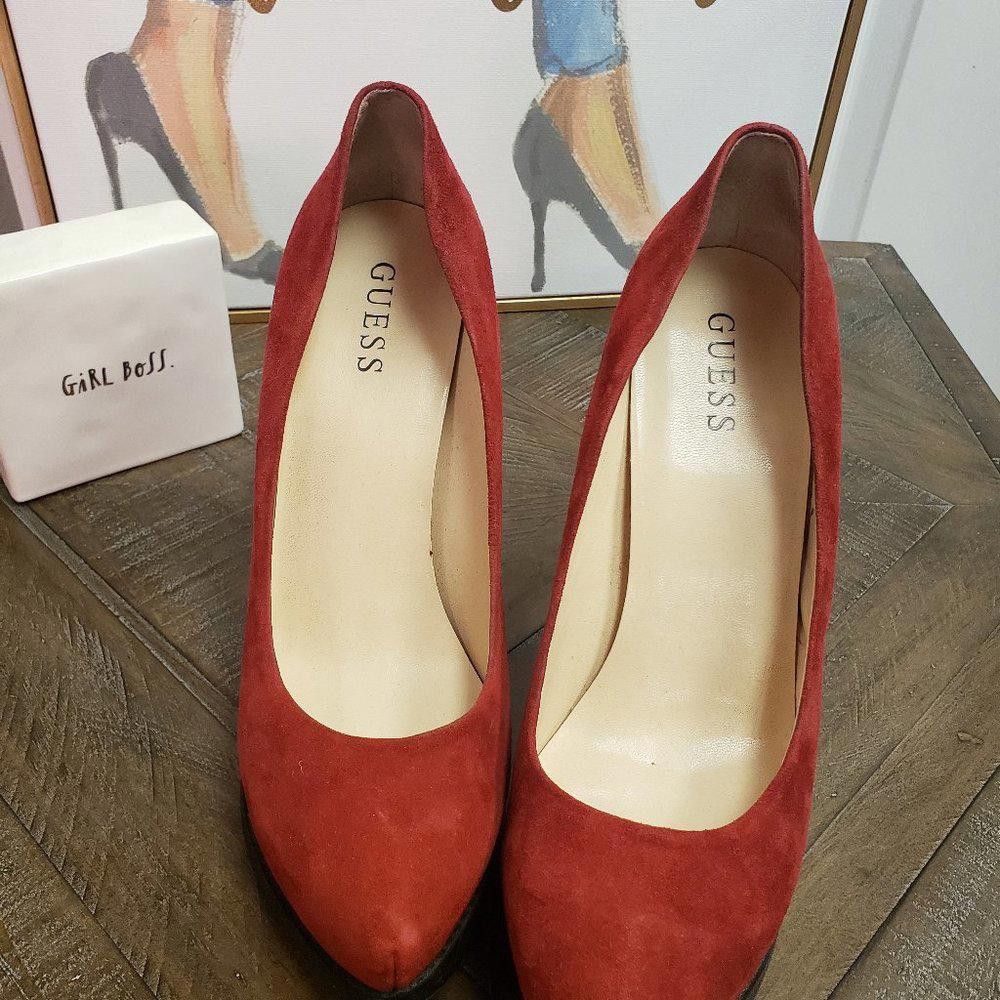 Guess GUESS Red Suede Pumps Size US 8.5 / IT 38.5 - 3 Thumbnail