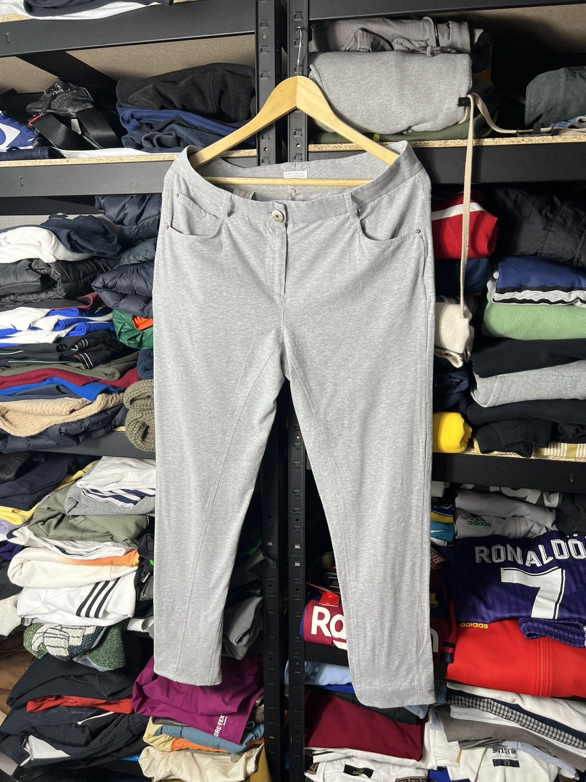 Brunello Cucinelli Brunello Cucinelli Women’s Cotton Stretch Pants Grey IT 44 Size 30" / US 8 / IT 44 - 1 Thumbnail