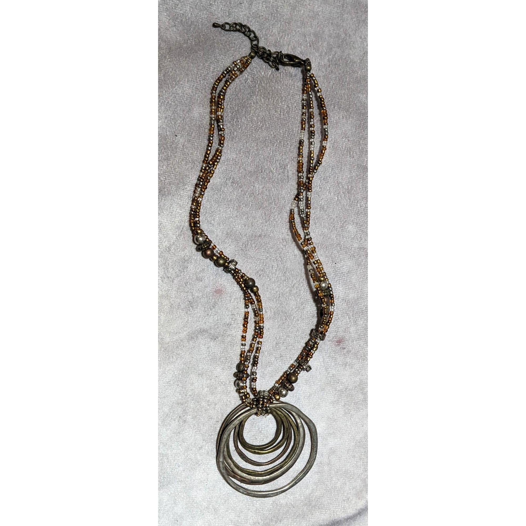 Other Brutalist Rustic Metallic Beaded Hammered Pendant Necklace Size ONE SIZE - 6 Thumbnail