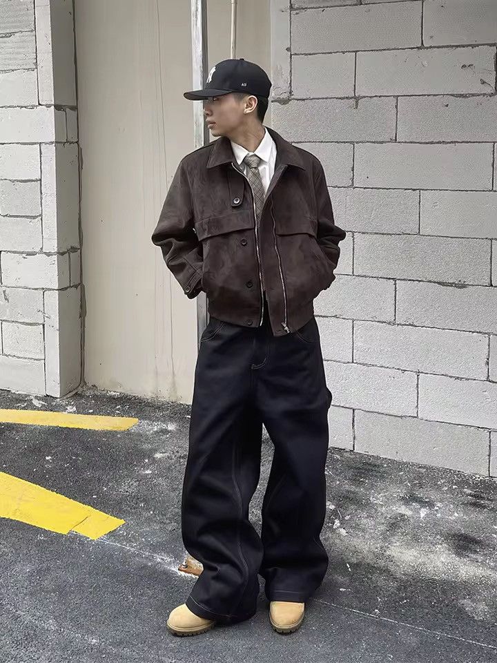 Vintage Casual Retro Vintage Style Faux Suede Y2k Collar Jacket Size US M / EU 48-50 / 2 - 4 Thumbnail